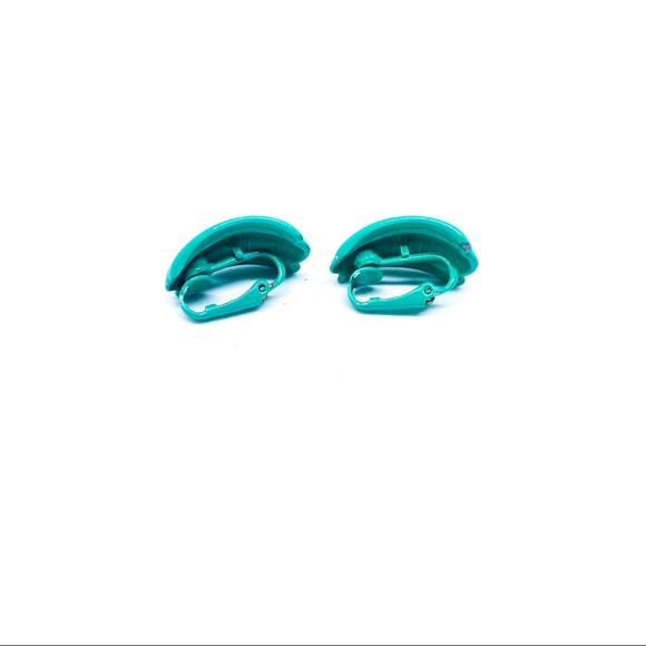 Vintage Teal Metal Clip On Earring - Picture 3 of 6